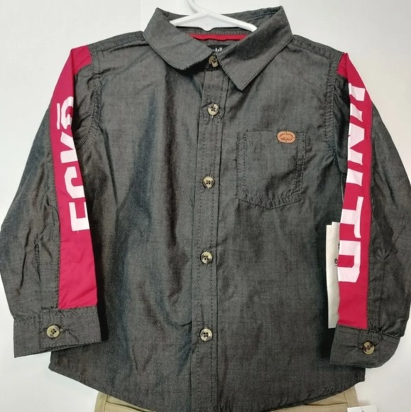 🆕️Ecko Unltd Boys 2pc Outfit Sz 3T Dark Gray, Red, Khaki, White NWT - Picture 2 of 10